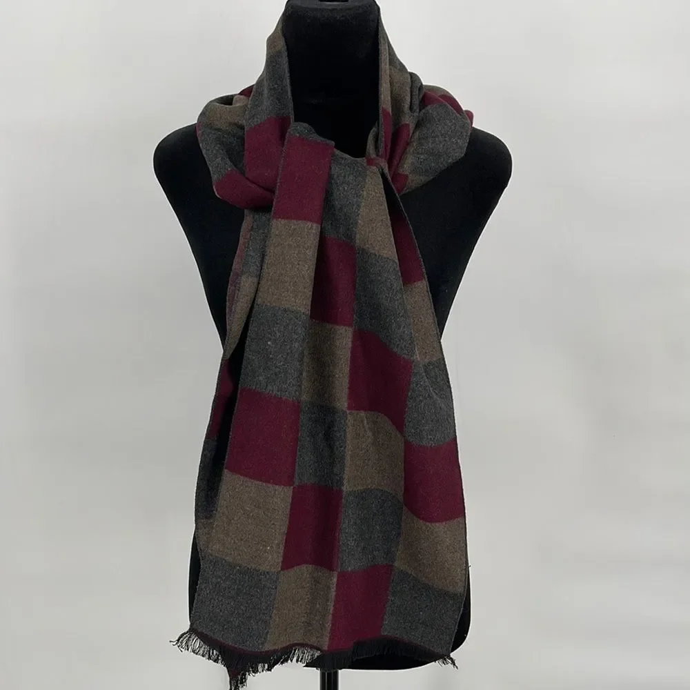 Mio Marino Men's Cashmere Feel 100% Cotton Multi Square Scarf‎